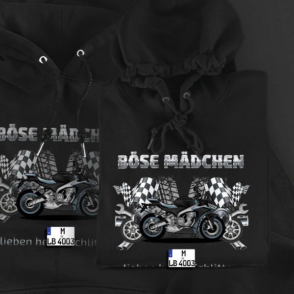 Tuono 660 Hoodie für Damen u. Herren personalisiert mit deinem Motorrad u. Kennzeichen!