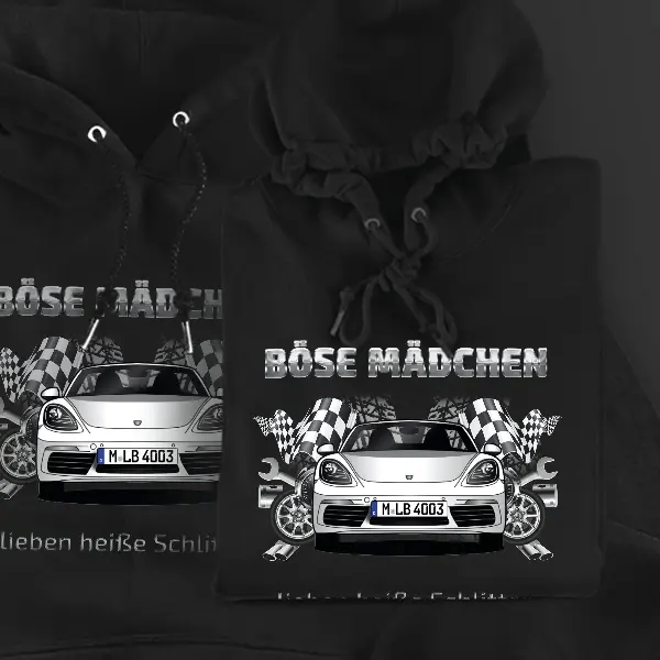 Boxster Hoodie für Damen u. Herren personalisiert mit deinem Auto u. Kennzeichen!
