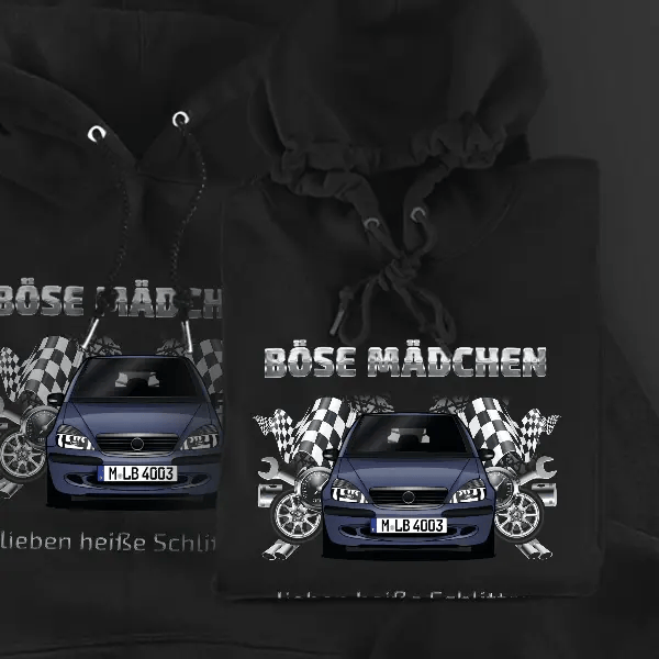 A-Klasse AMG Hoodie für Damen u. Herren personalisiert mit deinem Auto u. Kennzeichen!