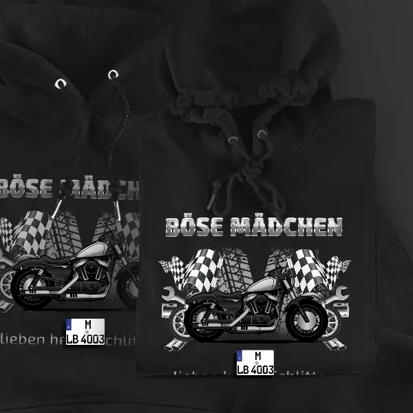 Forty-Eight Hoodie für Damen u. Herren personalisiert mit deinem Motorrad u. Kennzeichen!