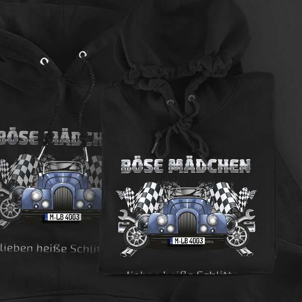 Plus 8 Hoodie für Damen u. Herren personalisiert mit deinem Auto u. Kennzeichen!