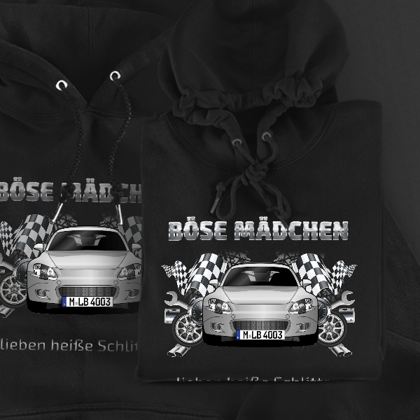 S2000 Hoodie für Damen u. Herren personalisiert mit deinem Auto u. Kennzeichen!