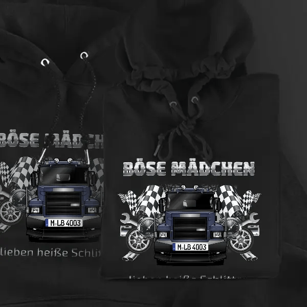 T-Reihe Hoodie für Damen u. Herren personalisiert mit deinem LKW u. Kennzeichen!