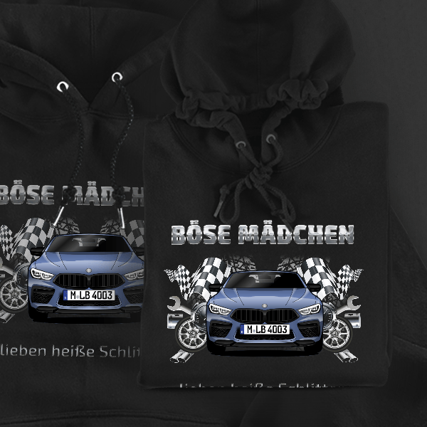 M8 Cabriolet Hoodie für Damen u. Herren personalisiert mit deinem Auto u. Kennzeichen!