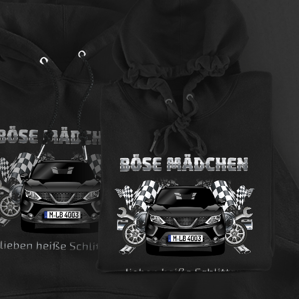 Qashqai Hoodie für Damen u. Herren personalisiert mit deinem Auto u. Kennzeichen!