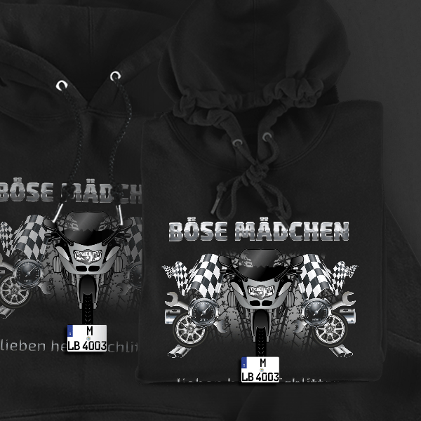 R 1100 S Hoodie für Damen u. Herren personalisiert mit deinem Motorrad u. Kennzeichen!