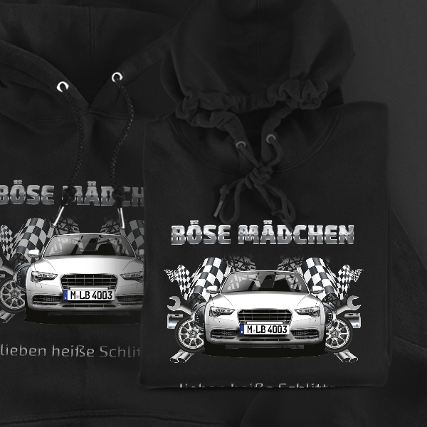 A5 Cabriolet Hoodie für Damen u. Herren personalisiert mit deinem Auto u. Kennzeichen!