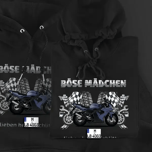 TZR-50 5WX Hoodie für Damen u. Herren personalisiert mit deinem Motorrad u. Kennzeichen!