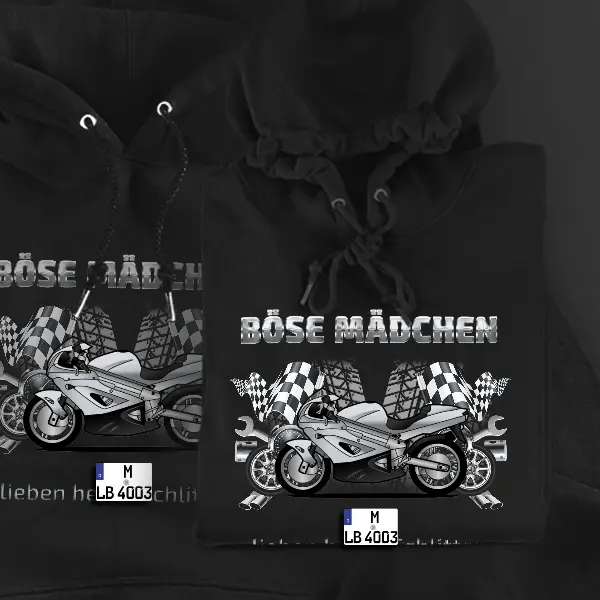 YB11 Hoodie für Damen u. Herren personalisiert mit deinem Motorrad u. Kennzeichen!