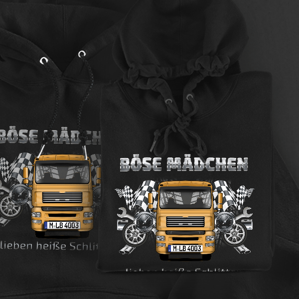 TGA 26.390 Hoodie für Damen u. Herren personalisiert mit deinem LKW u. Kennzeichen!