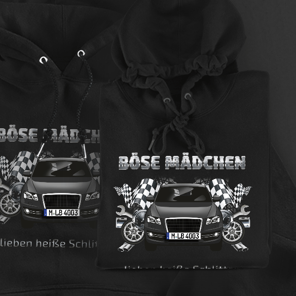 Q5 Hoodie für Damen u. Herren personalisiert mit deinem Auto u. Kennzeichen!