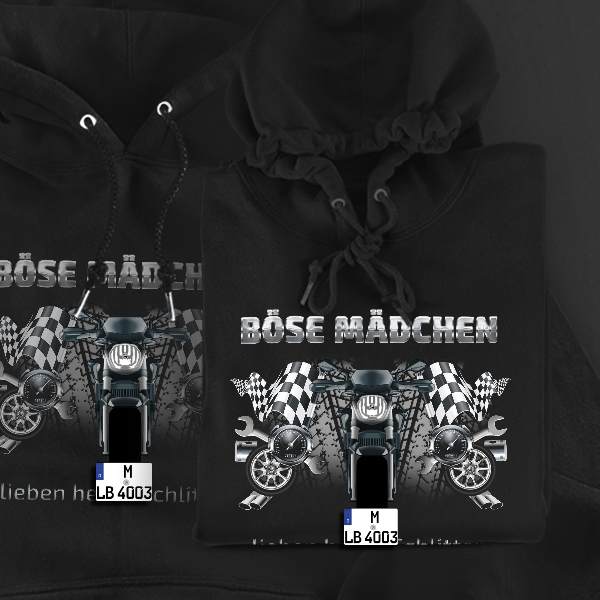 MT-07 Hoodie für Damen u. Herren personalisiert mit deinem Motorrad u. Kennzeichen!