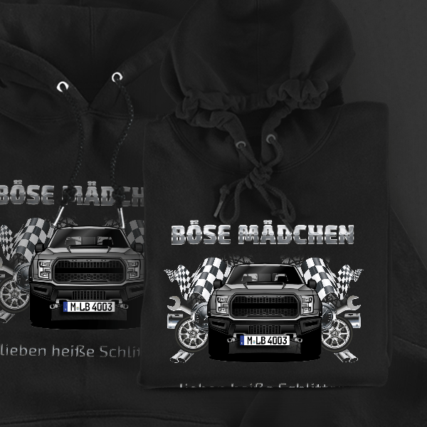 F-150 Raptor Hoodie für Damen u. Herren personalisiert mit deinem Auto u. Kennzeichen!
