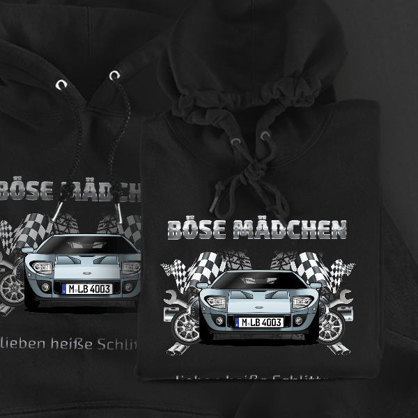 GT Hoodie für Damen u. Herren personalisiert mit deinem Auto u. Kennzeichen!