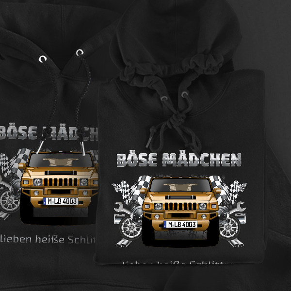 H2 Hoodie für Damen u. Herren personalisiert mit deinem Auto u. Kennzeichen!