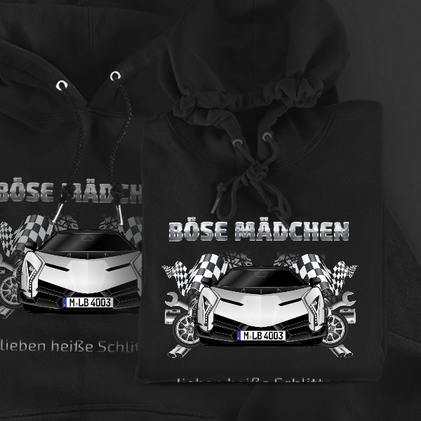 Veneno Roadster Hoodie für Damen u. Herren personalisiert mit deinem Auto u. Kennzeichen!