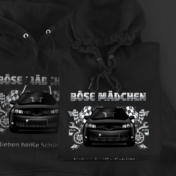 Megane (3-Türer) Hoodie für Damen u. Herren personalisiert mit deinem Auto u. Kennzeichen!