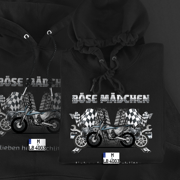 450 EXC Hoodie für Damen u. Herren personalisiert mit deinem Motorrad u. Kennzeichen!