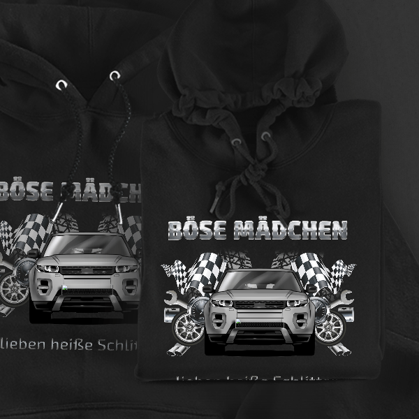Evoque Hoodie für Damen u. Herren personalisiert mit deinem Auto u. Kennzeichen!