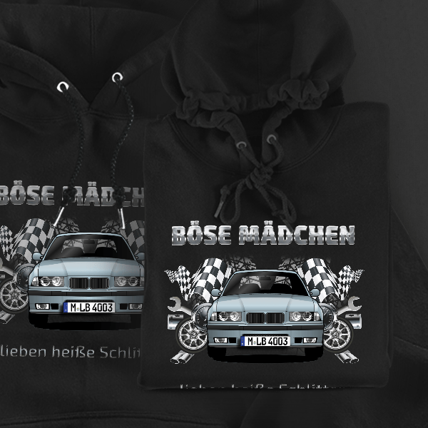M3 Limousine Hoodie für Damen u. Herren personalisiert mit deinem Auto u. Kennzeichen!