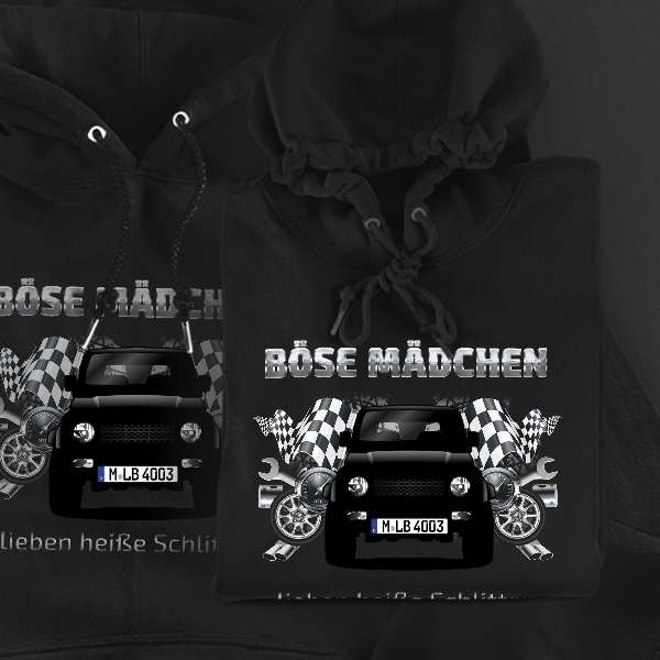 Samurai Hoodie für Damen u. Herren personalisiert mit deinem Auto u. Kennzeichen!