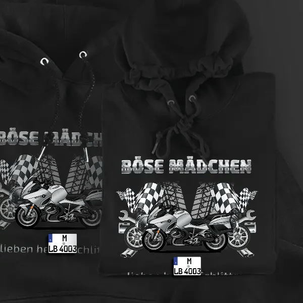 R 1250 RT Hoodie für Damen u. Herren personalisiert mit deinem Motorrad u. Kennzeichen!