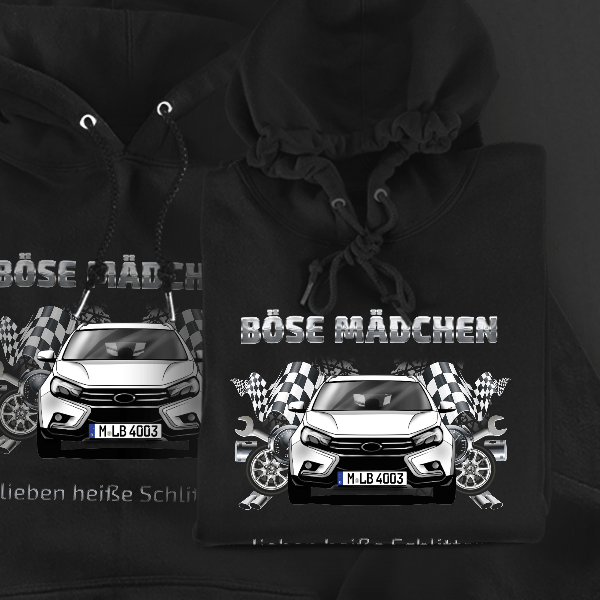 Vesta Limousine Hoodie für Damen u. Herren personalisiert mit deinem Auto u. Kennzeichen!