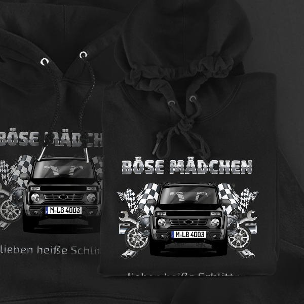 Taiga Hoodie für Damen u. Herren personalisiert mit deinem Auto u. Kennzeichen!