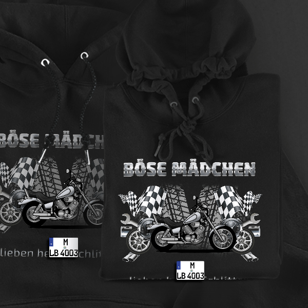 XV750 Hoodie für Damen u. Herren personalisiert mit deinem Motorrad u. Kennzeichen!