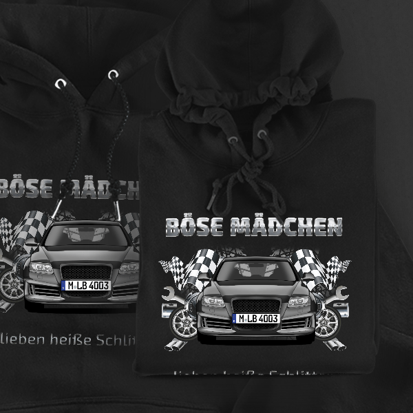 RS6 Limousine Hoodie für Damen u. Herren personalisiert mit deinem Auto u. Kennzeichen!