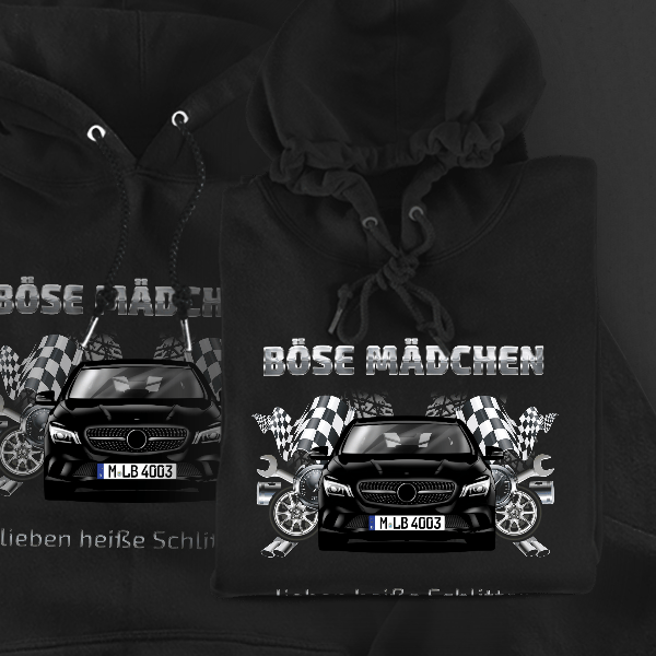CLA Shooting Brake Hoodie für Damen u. Herren personalisiert mit deinem Auto u. Kennzeichen!
