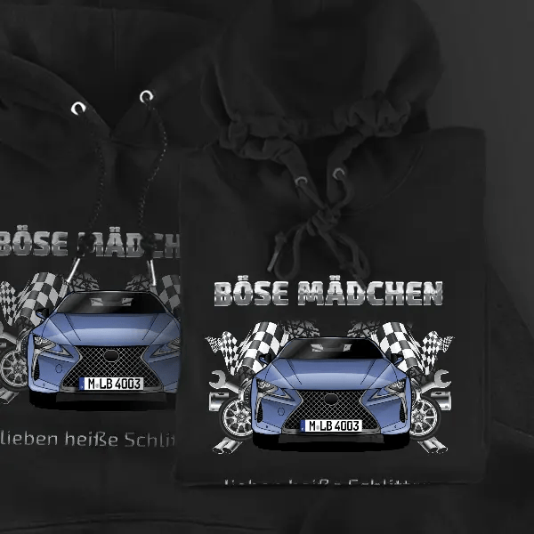 LC Hoodie für Damen u. Herren personalisiert mit deinem Auto u. Kennzeichen!