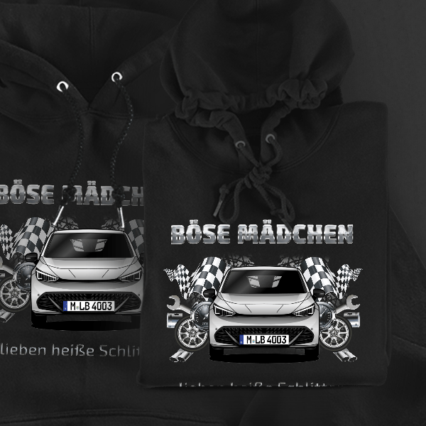 Born Hoodie für Damen u. Herren personalisiert mit deinem Auto u. Kennzeichen!
