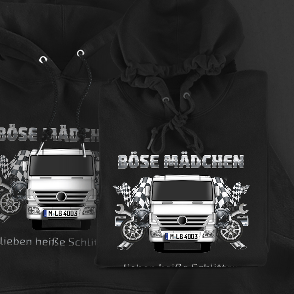 Actros Hoodie für Damen u. Herren personalisiert mit deinem LKW u. Kennzeichen!