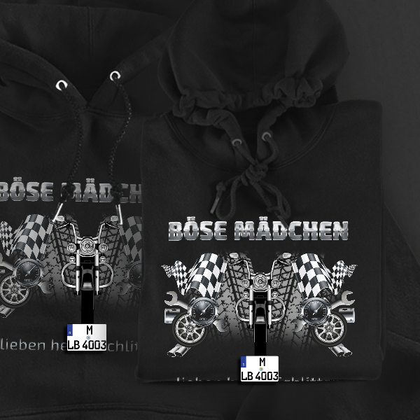 FLSTC Heritage Softail Classic Hoodie für Damen u. Herren personalisiert mit deinem Motorrad u. Kennzeichen!