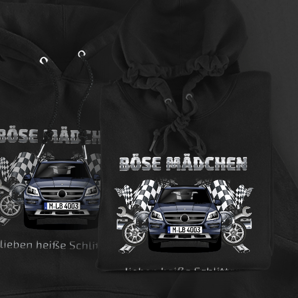 GLS Hoodie für Damen u. Herren personalisiert mit deinem Auto u. Kennzeichen!