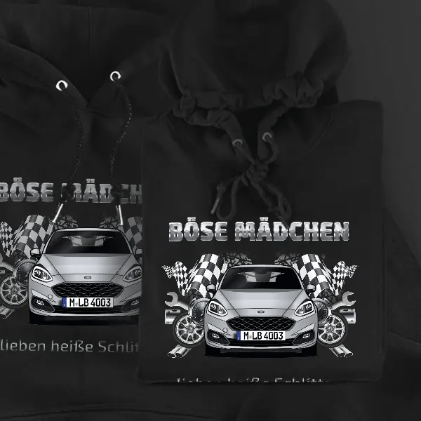 Fiesta Vignale (5-Türer) Hoodie für Damen u. Herren personalisiert mit deinem Auto u. Kennzeichen!