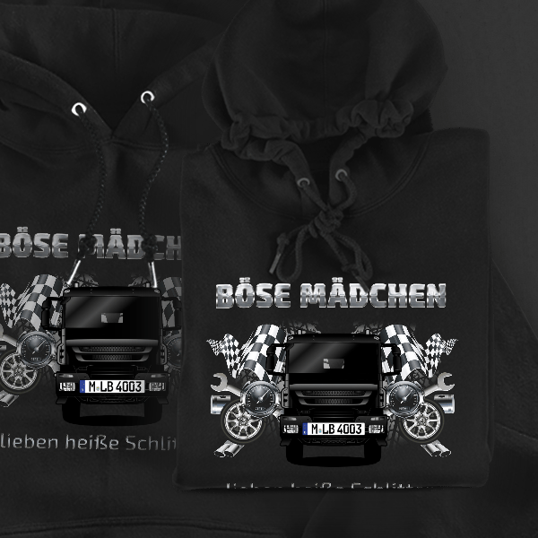Trakker Hoodie für Damen u. Herren personalisiert mit deinem LKW u. Kennzeichen!