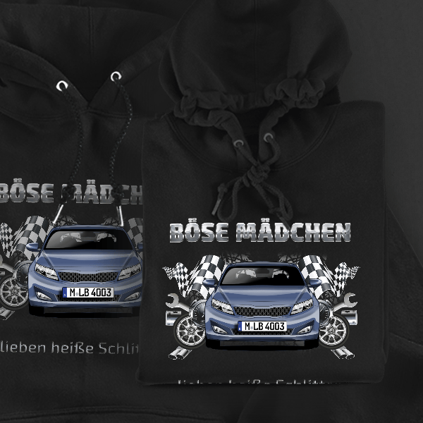 Optima Hoodie für Damen u. Herren personalisiert mit deinem Auto u. Kennzeichen!