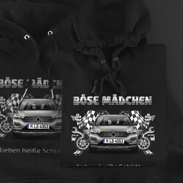 T-Roc Hoodie für Damen u. Herren personalisiert mit deinem Auto u. Kennzeichen!