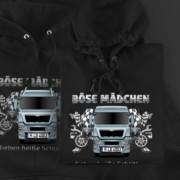 TGX 18.500 Hoodie für Damen u. Herren personalisiert mit deinem LKW u. Kennzeichen!