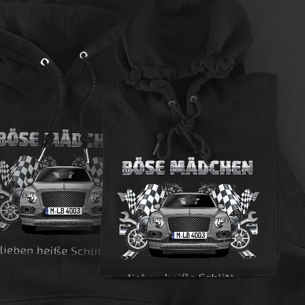 Bentayga Hoodie für Damen u. Herren personalisiert mit deinem Auto u. Kennzeichen!