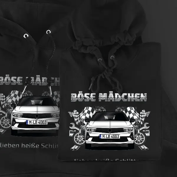 Astra Sports Tourer Hoodie für Damen u. Herren personalisiert mit deinem Auto u. Kennzeichen!
