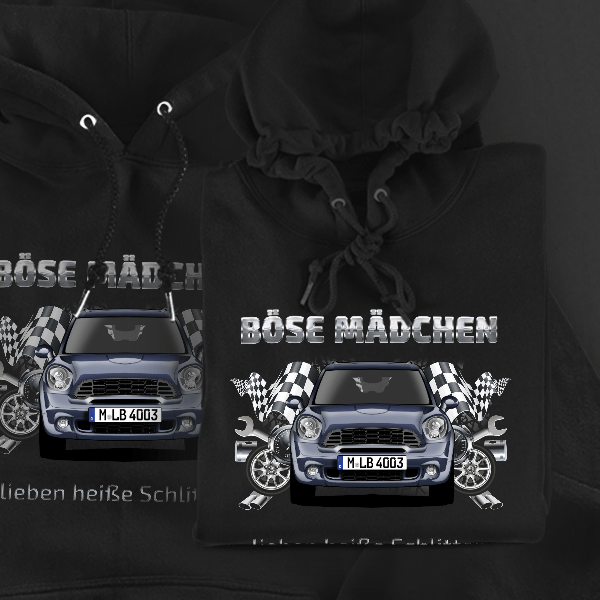 Countryman Cooper SD Hoodie für Damen u. Herren personalisiert mit deinem Auto u. Kennzeichen!