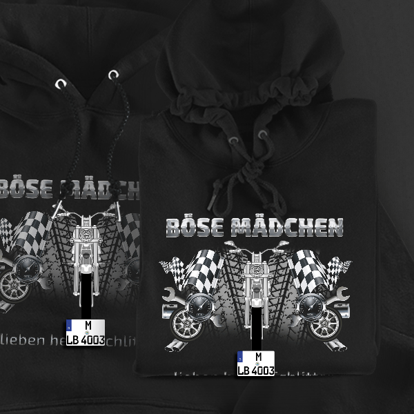 Rocker C Hoodie für Damen u. Herren personalisiert mit deinem Motorrad u. Kennzeichen!