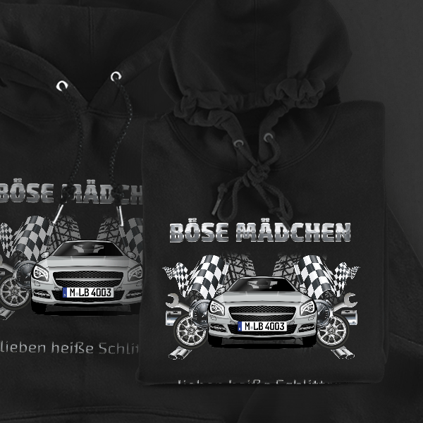 SL-Klasse Hoodie für Damen u. Herren personalisiert mit deinem Auto u. Kennzeichen!