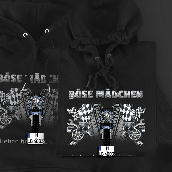 GSF 1250 Hoodie für Damen u. Herren personalisiert mit deinem Motorrad u. Kennzeichen!