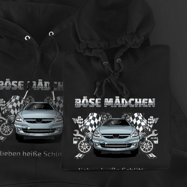 607 Hoodie für Damen u. Herren personalisiert mit deinem Auto u. Kennzeichen!