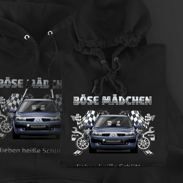 Megane Caravan Hoodie für Damen u. Herren personalisiert mit deinem Auto u. Kennzeichen!