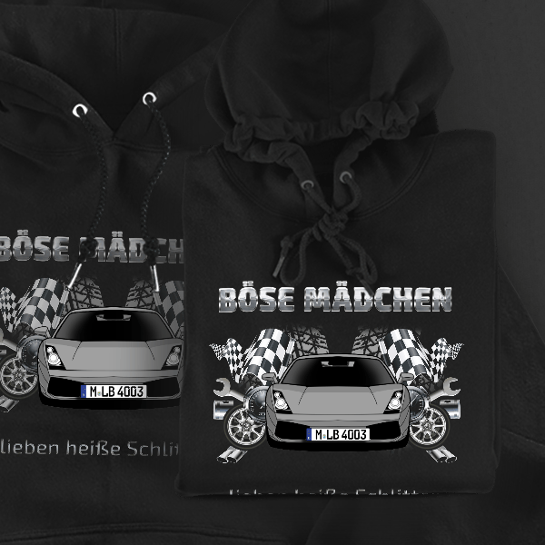 Gallardo Coupe Hoodie für Damen u. Herren personalisiert mit deinem Auto u. Kennzeichen!